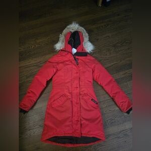 Canada goose red parka jacket